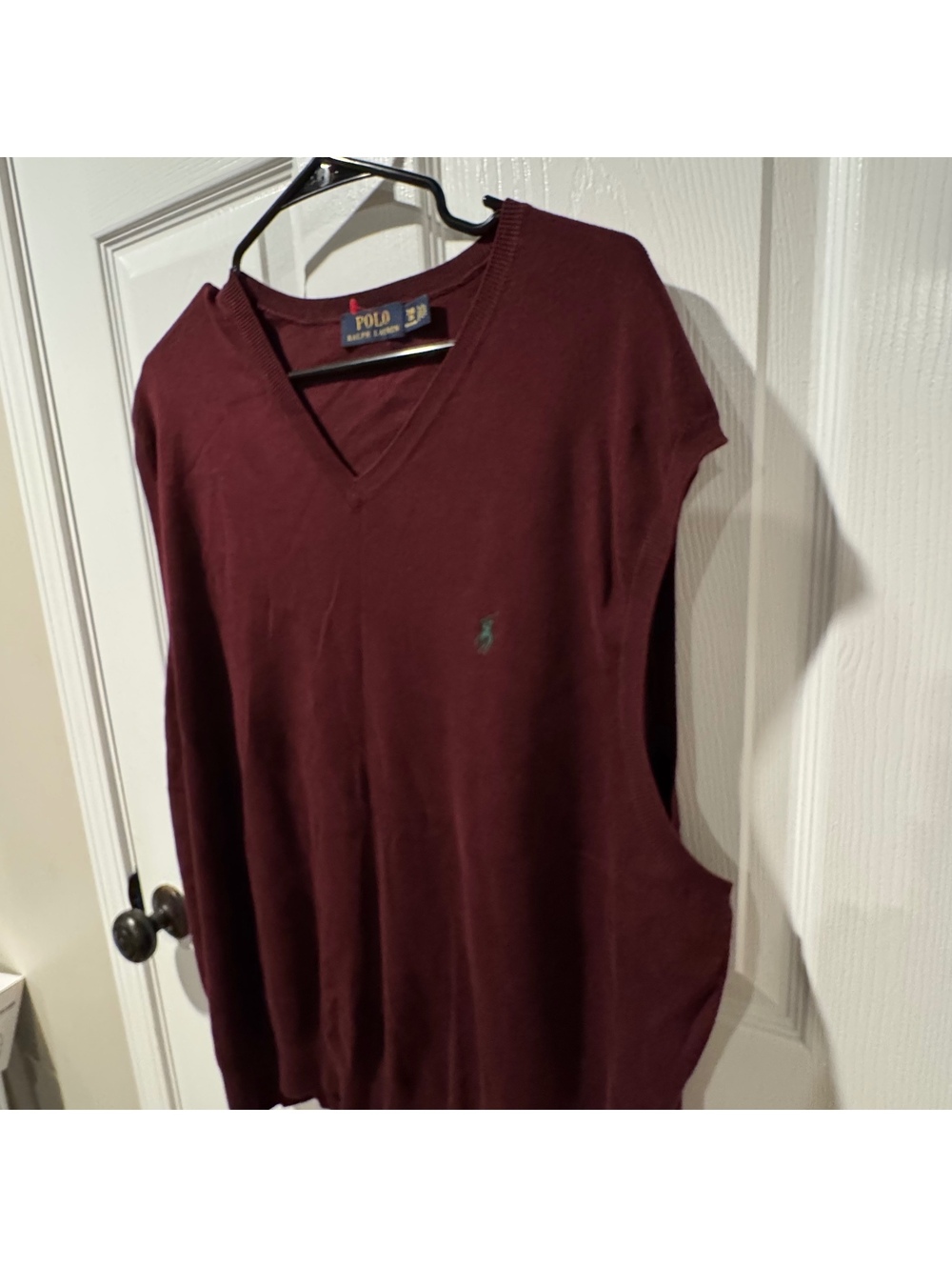 Polo Ralph Lauren Burgundy V-Neck Sweater Vest 2XB Cotton